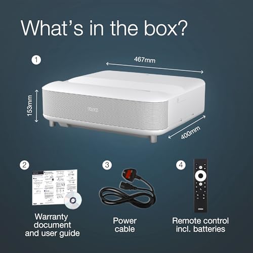 Epson EH-LS650W 4K Ultra Short Throw Projector – 3600 Lumens, Smart TV
