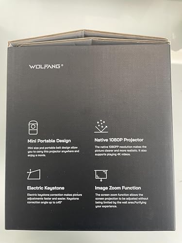 WOLFANG WP01 4K Portable Projector – 1080P, WiFi 5G & Bluetooth, Home Theater