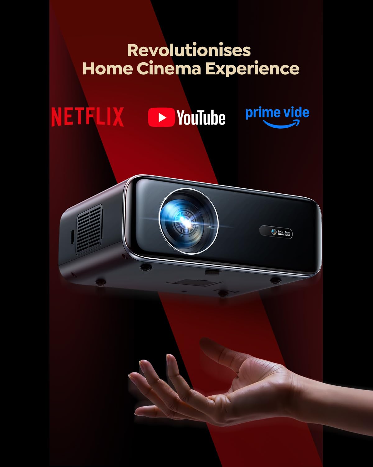 WiMiUS P62 PRO Projector | Auto Focus & Keystone, WiFi 6 & Bluetooth, Portable Home Cinema