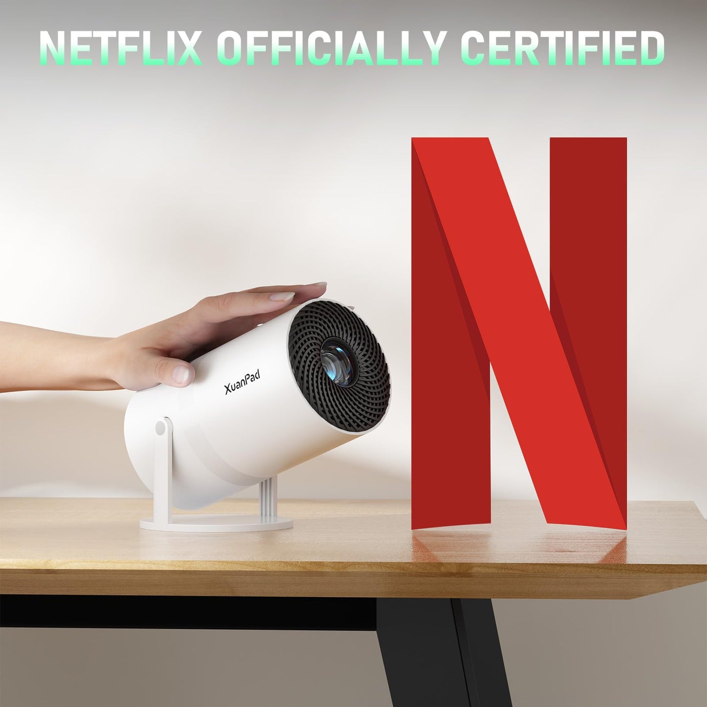 XuanPad Mini Projector | Auto Keystone, 210° Rotatable Stand, Dustproof & Cooling, Portable