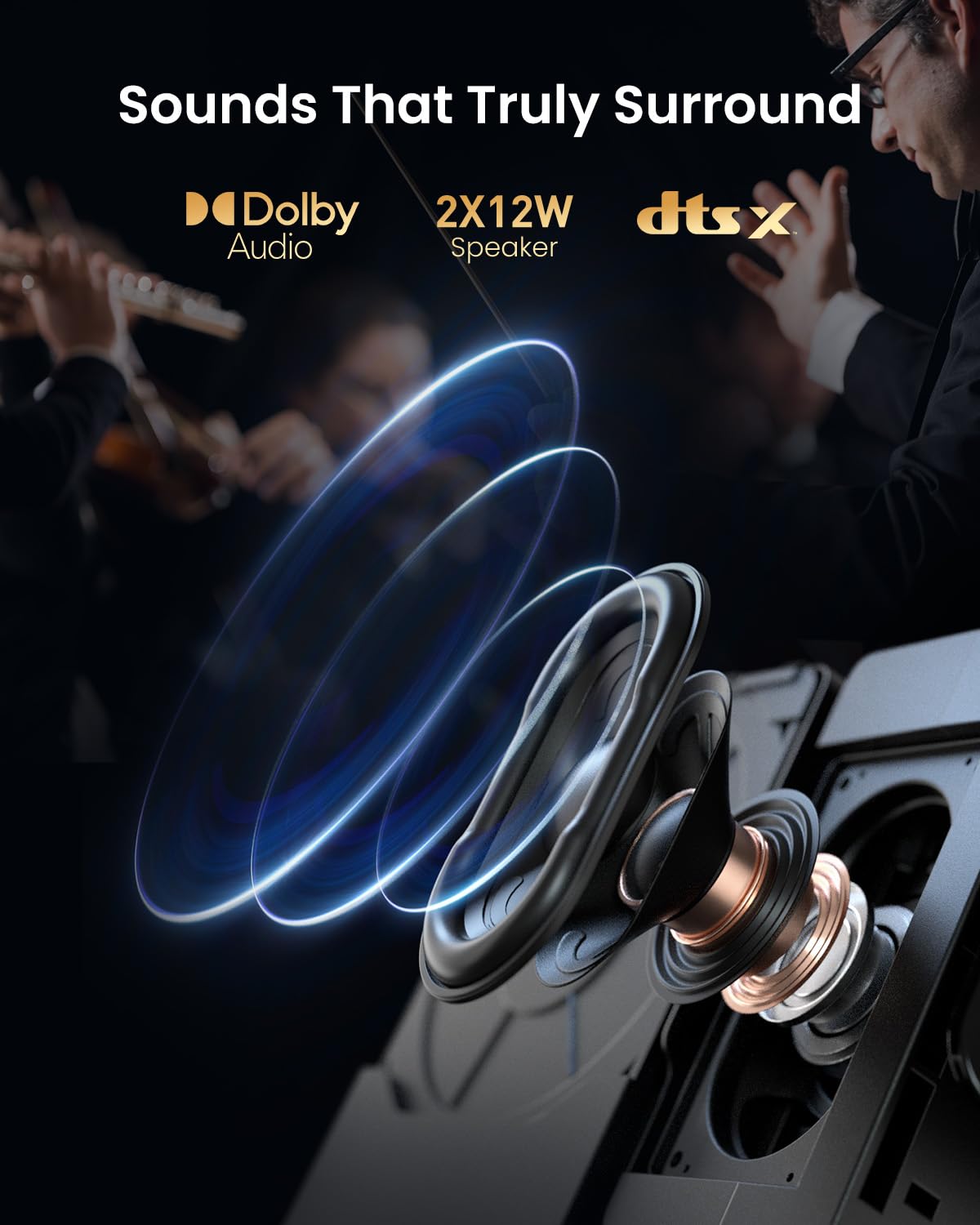 Dangbei DBOX02 4K Home Projector | 2450 ISO Lumens, 200" Screen, Google TV, Netflix Official, Dolby Audio & DTS:X, WiFi & Bluetooth