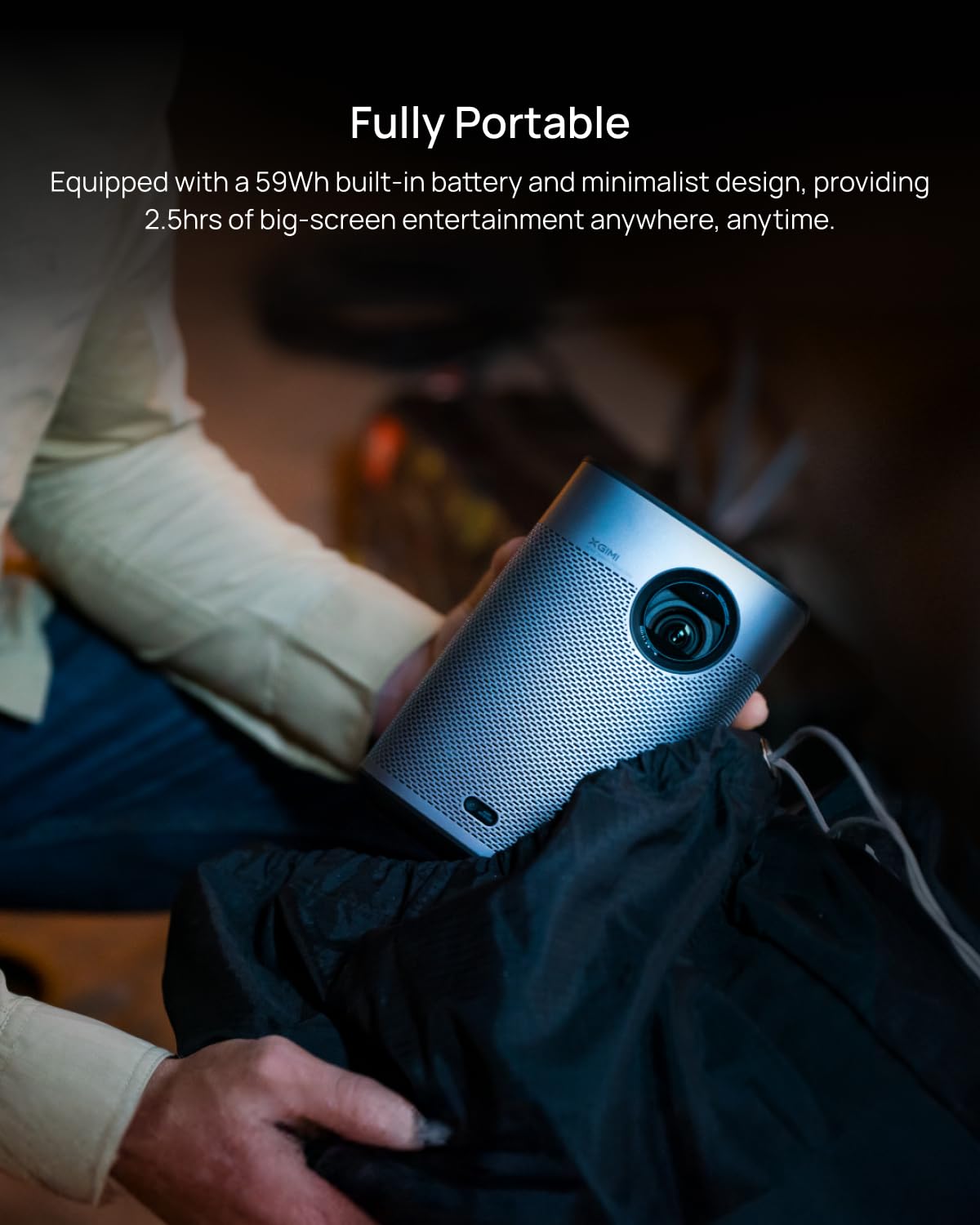 XGIMI Halo+ 1080P Portable Projector | 4K Supported, 700 ISO Lumens, Harman Kardon Audio, Auto Focus & Keystone, Android TV 10, WiFi & Bluetooth