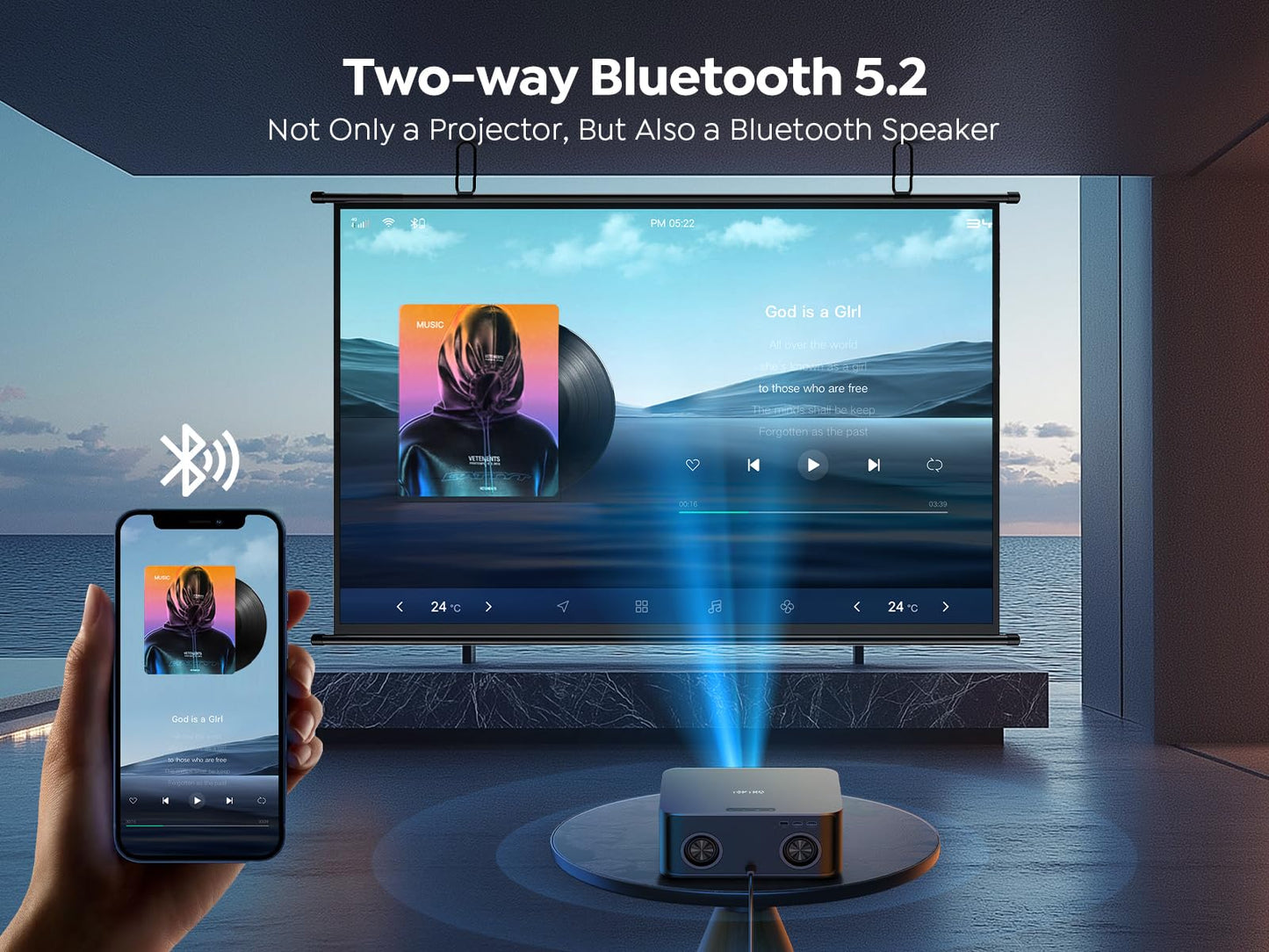 TOPTRO X9 Smart Projector – 1080P FHD, 4K Support, Netflix & Google TV, Dolby Audio
