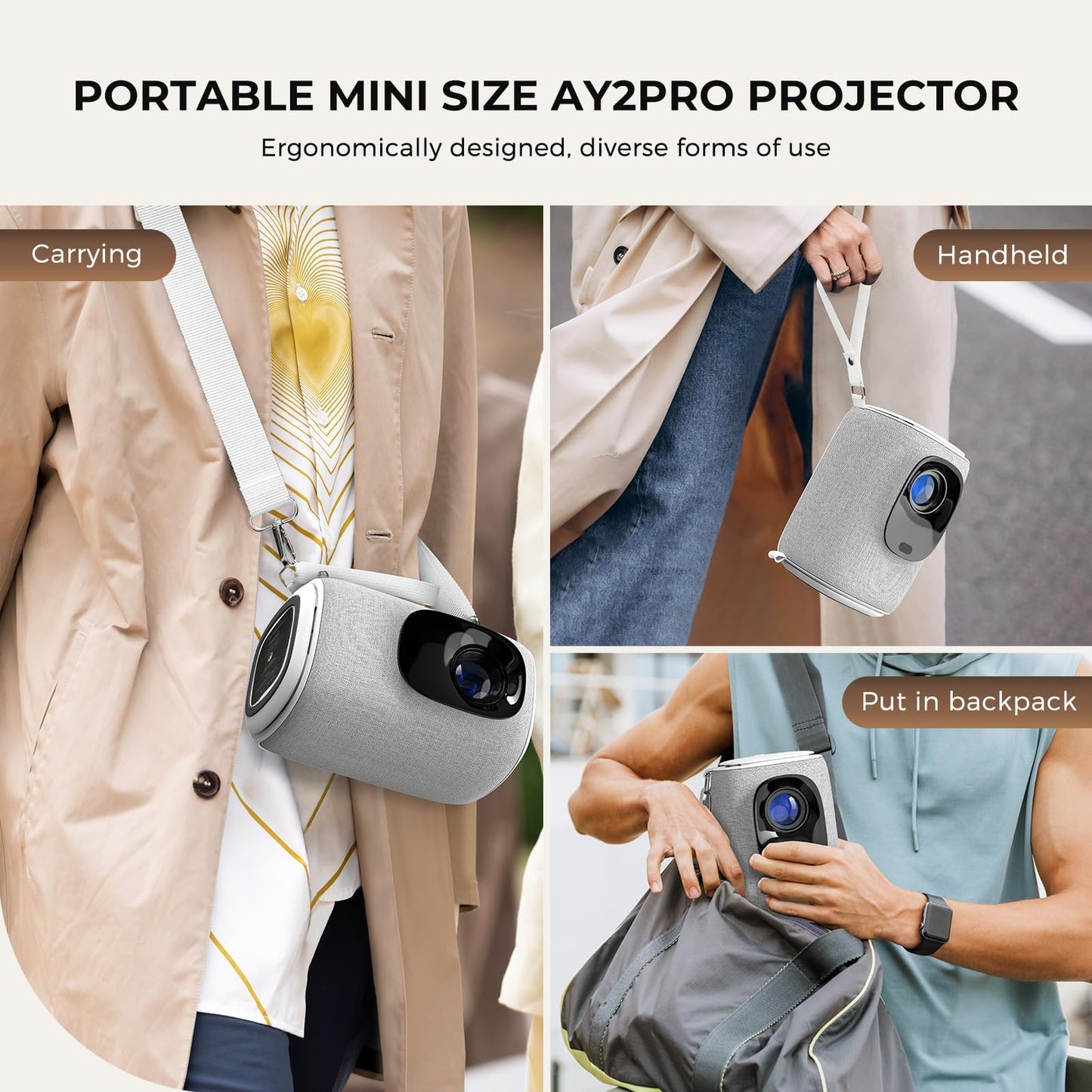 ONOAYO AY2Pro Mini Projector – 1080P, 550 ANSI, WiFi & Bluetooth