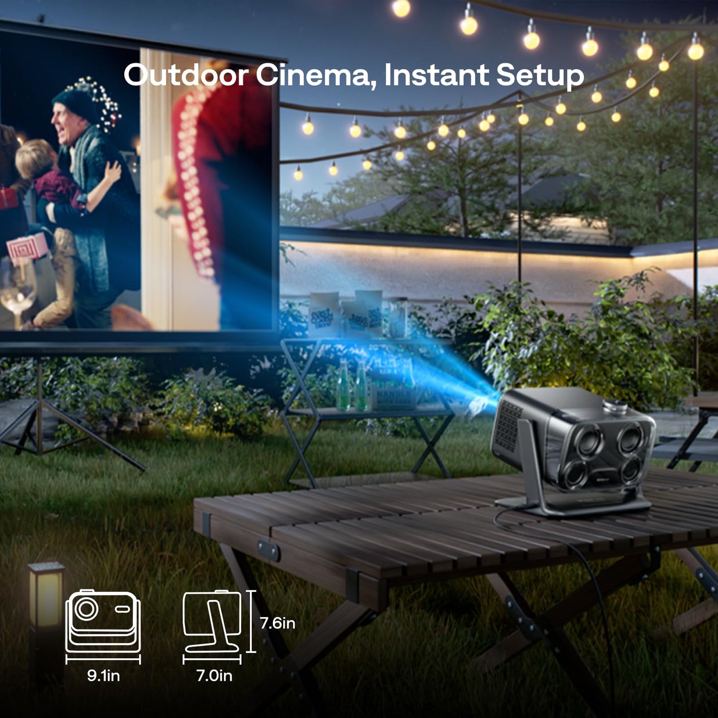 Aurzen BOOM Mini 1080P Smart Projector – 4K, Auto Focus, Dolby Audio