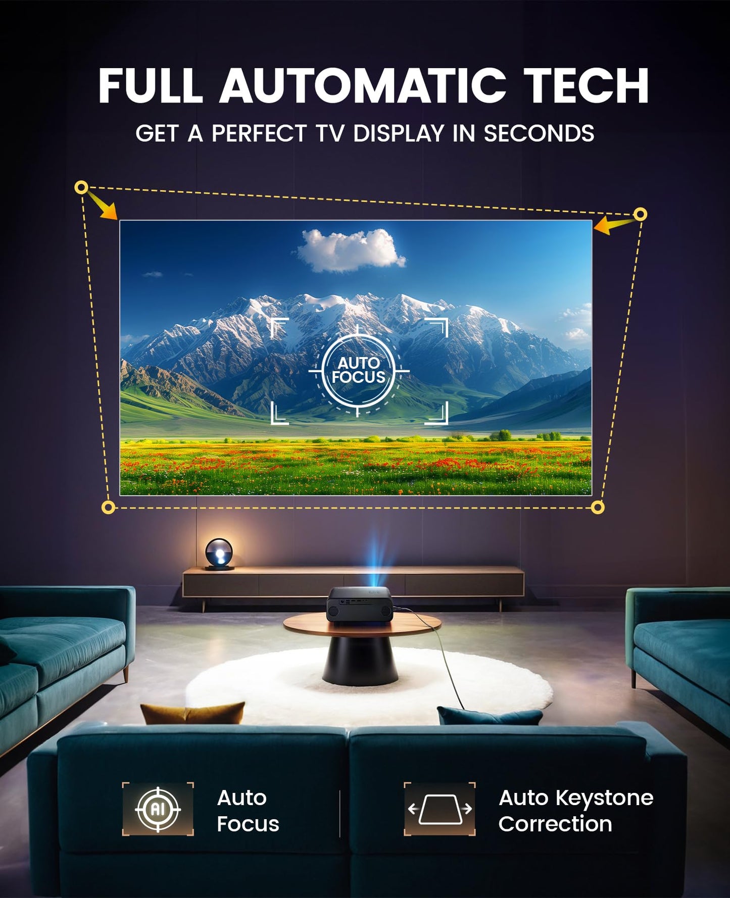 WiMiUS P62 1080P Projector – Smartphones, TV Stick, PPT & PS5 Compatible, Portable