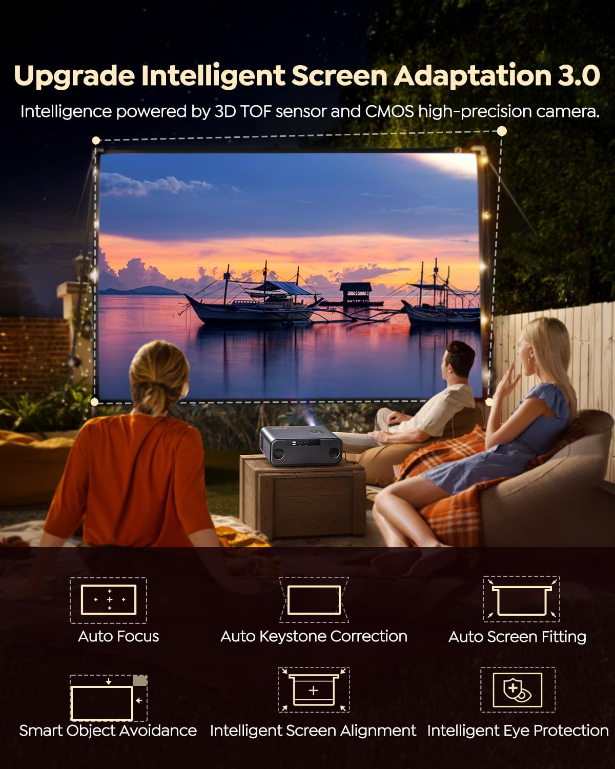 WiMiUS P62 PRO Projector | Auto Focus & Keystone, WiFi 6 & Bluetooth, Portable Home Cinema