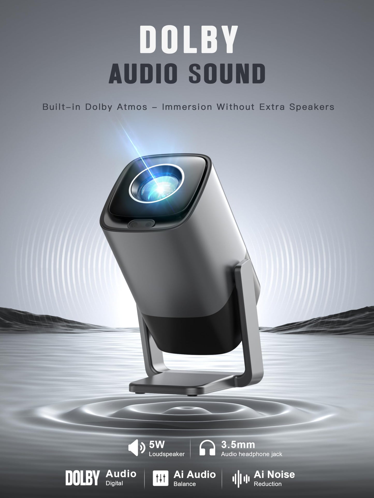 XuanPad V18 Projector | WiFi 6, Bluetooth 5.2, Auto Keystone, Home & Outdoor Cinema