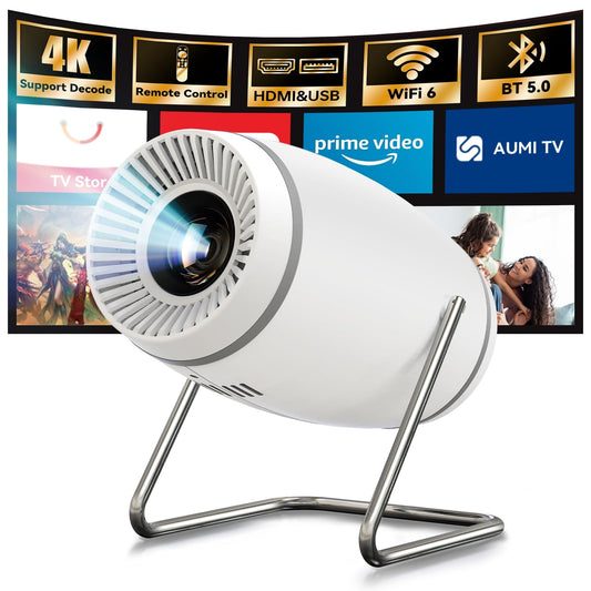 Putbecy 1080P Mini Projector – 4K Decoding, WiFi & Bluetooth, Bedroom & Outdoor