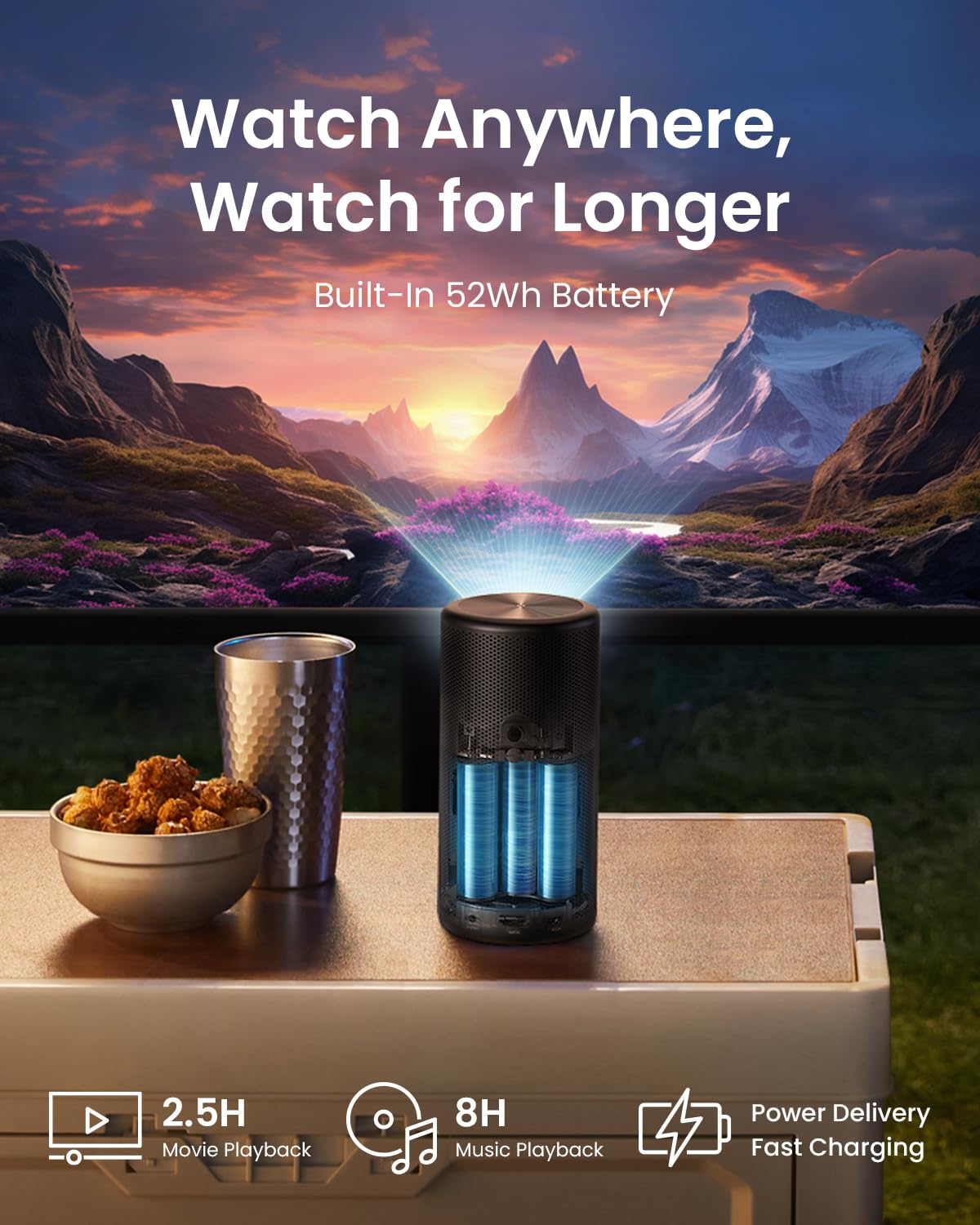 NEBULA Capsule 3 Projector | 120" Screen, WiFi, Dolby Digital Speakers, Battery Powered