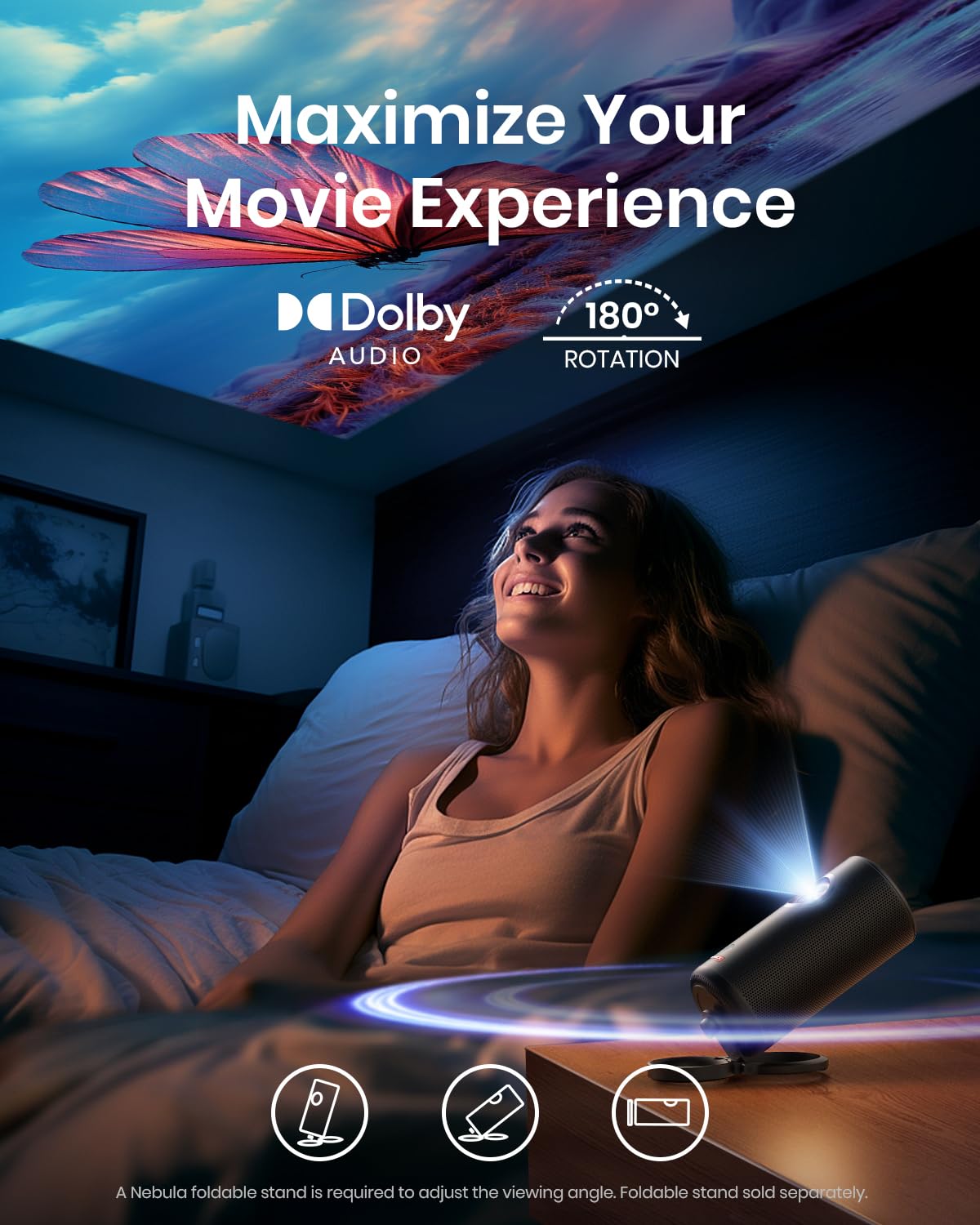 NEBULA Capsule 3 Projector | 120" Screen, WiFi, Dolby Digital Speakers, Battery Powered