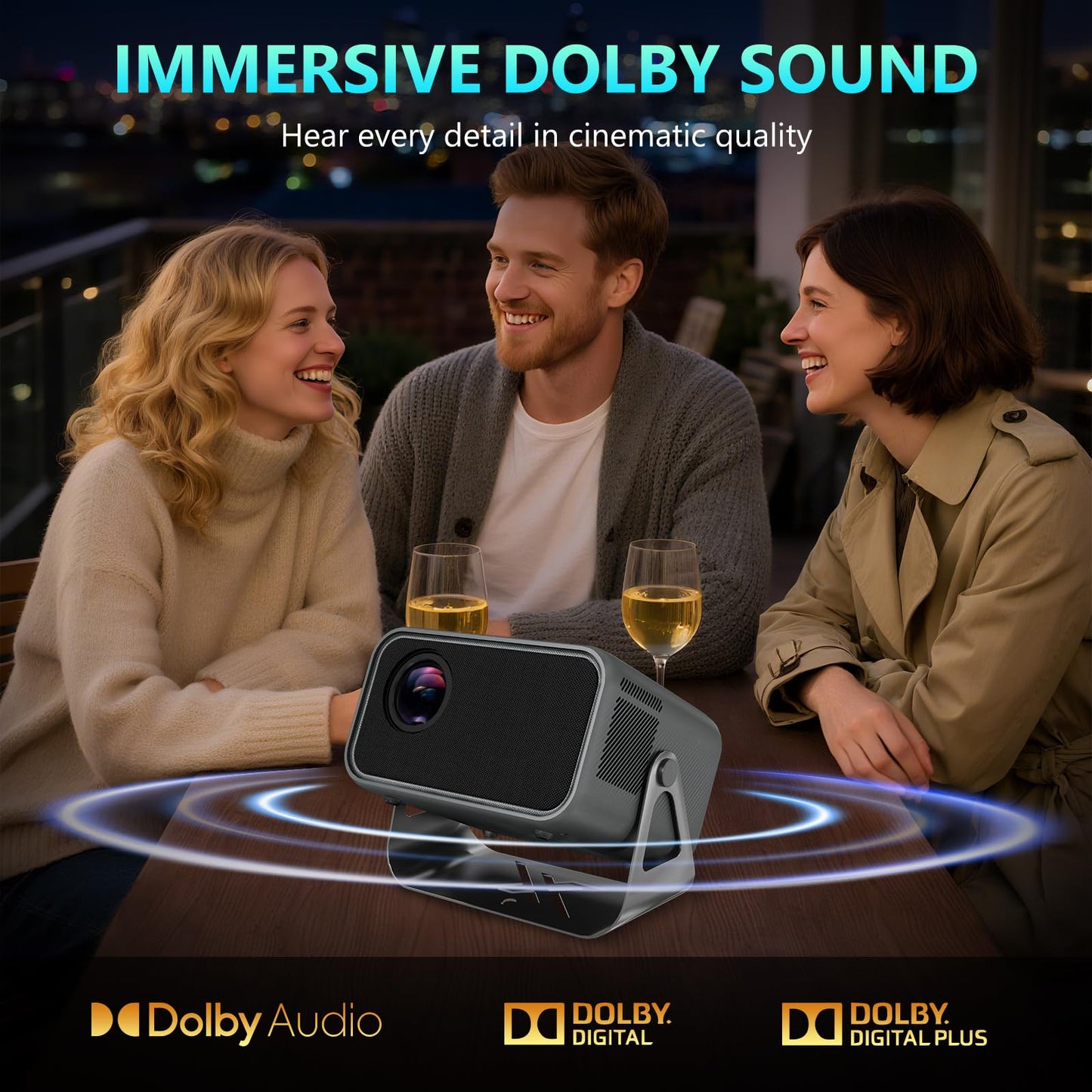 Buba Toys 4K Smart Projector – 1080P FHD, 500 ANSI Lumens, Auto Focus & Keystone, WiFi 6 & Bluetooth 5.0, Home Cinema & Outdoor Entertainment