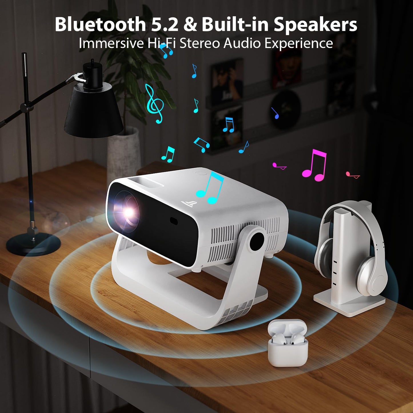 Wielio 2025 1080P Projector – iOS, Android & PS5 Compatible, Auto Keystone, Portable