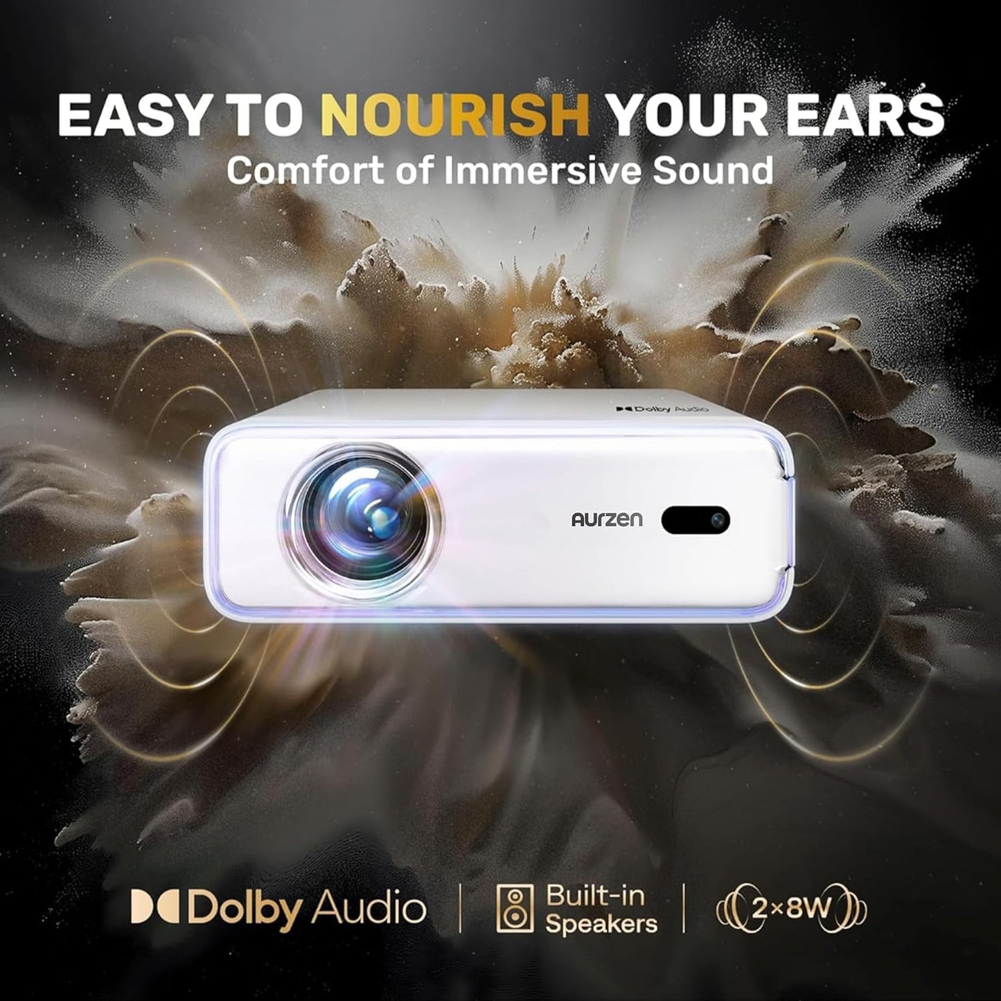 Aurzen Eazze D1 Smart Projector – 1080P Native, 4K Supported, HDR10, Dolby Audio