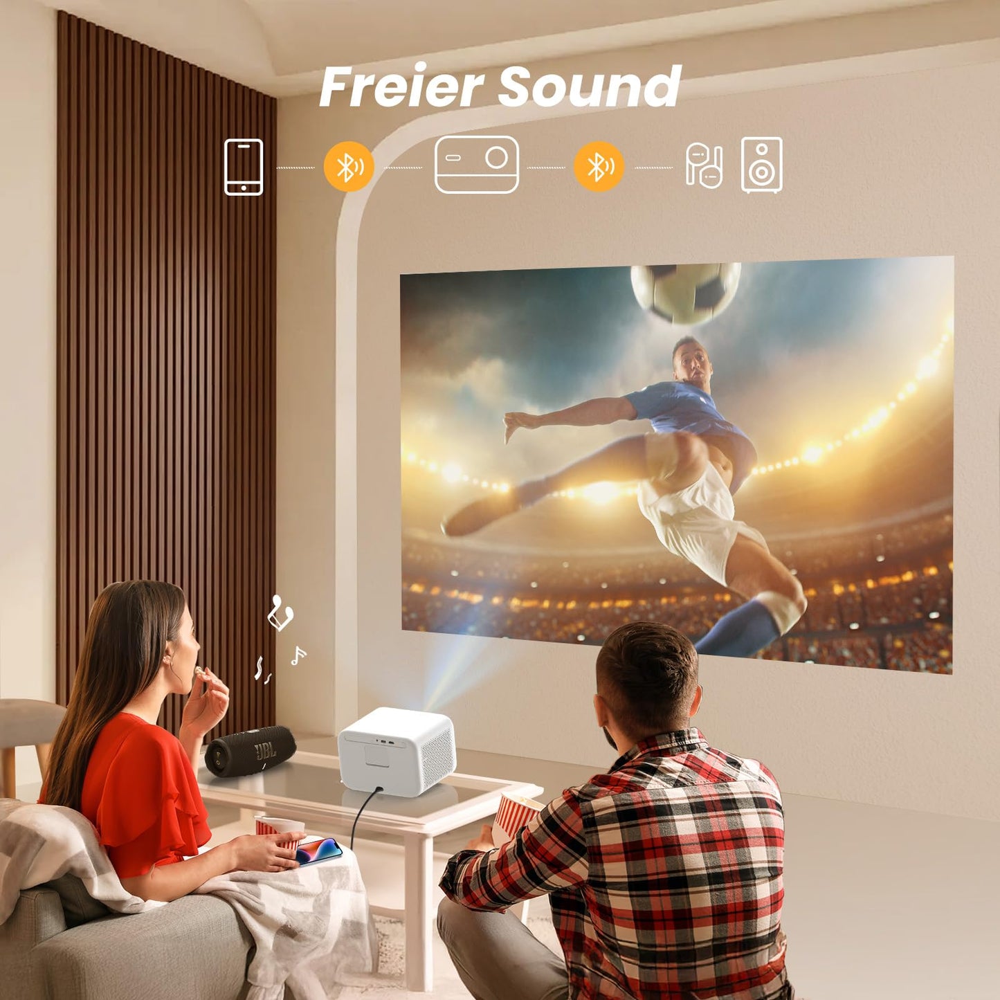 Yaber L2s Portable 1080P Projector | WiFi 6, Bluetooth, 16W JBL Speakers, Auto Focus, Vertical Keystone, 50%-100% Zoom, Home & Bedroom Projector