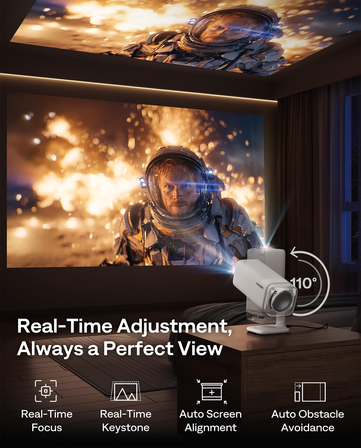 Aurzen BOOM Air 1080P Smart Projector – Portable Home & Outdoor Cinema