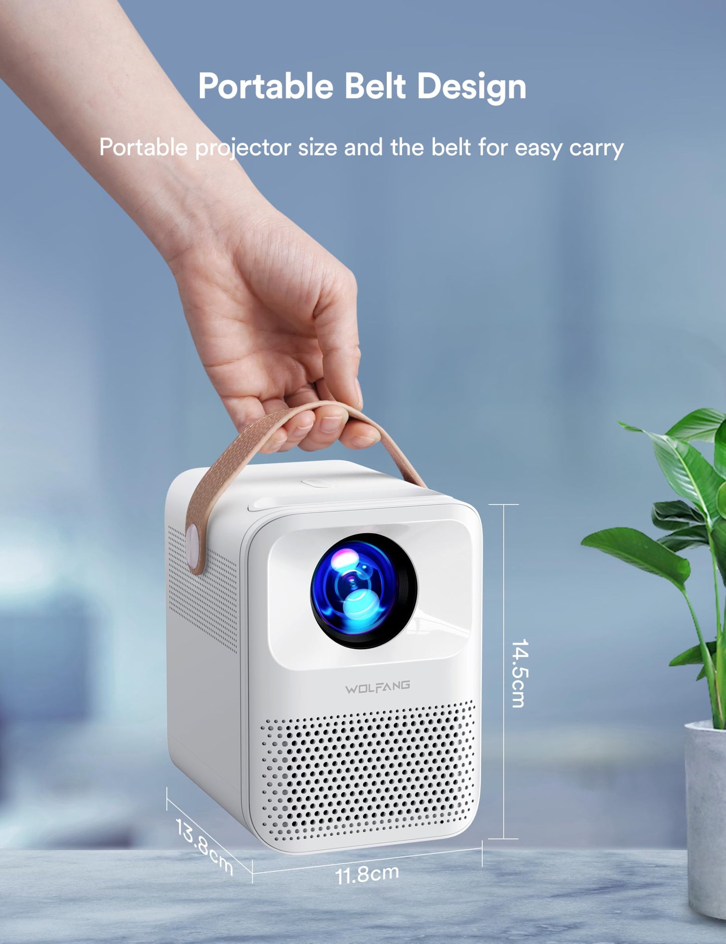 WOLFANG WP01 4K Portable Projector – 1080P, WiFi 5G & Bluetooth, Home Theater