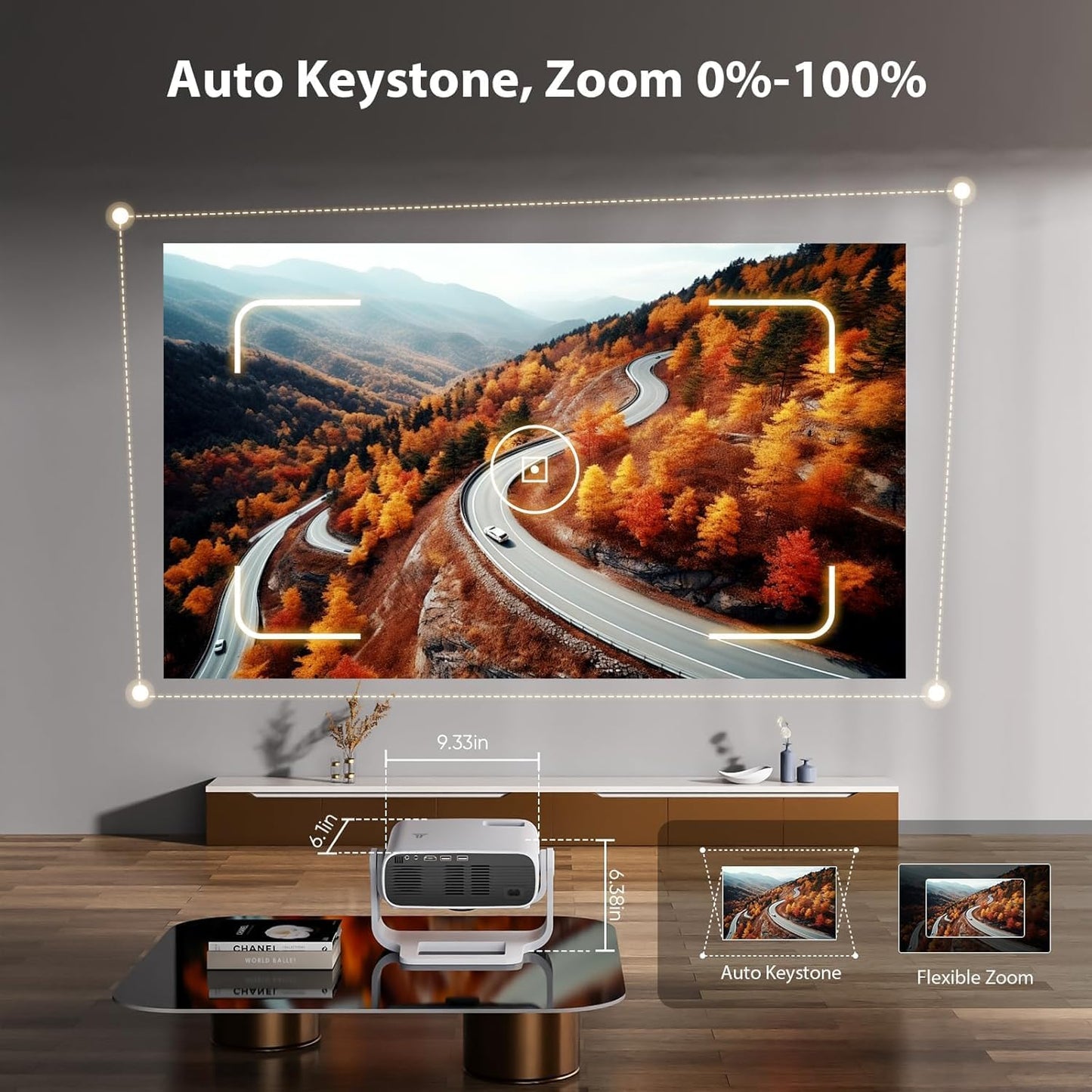 Wielio 2025 1080P Projector – iOS, Android & PS5 Compatible, Auto Keystone, Portable