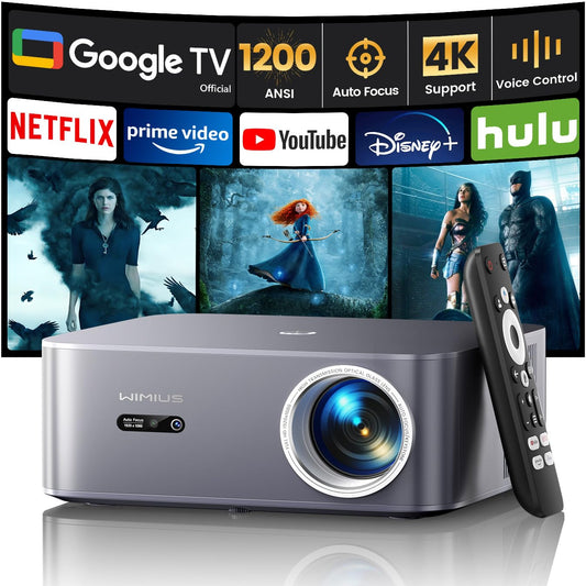 WiMiUS K13 4K Smart Projector – 1200 ANSI, Google TV, WiFi 6 & Bluetooth