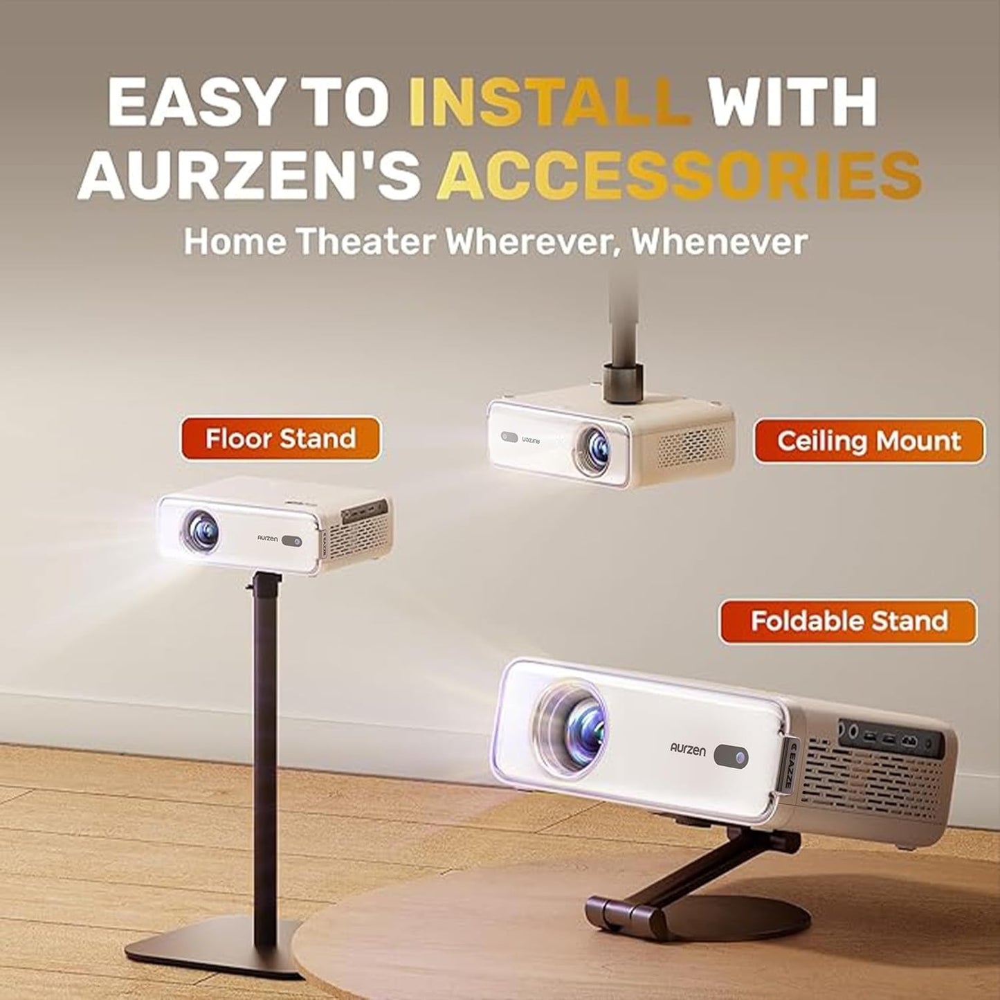Aurzen Eazze D1 Smart Projector – 1080P Native, 4K Supported, HDR10, Dolby Audio