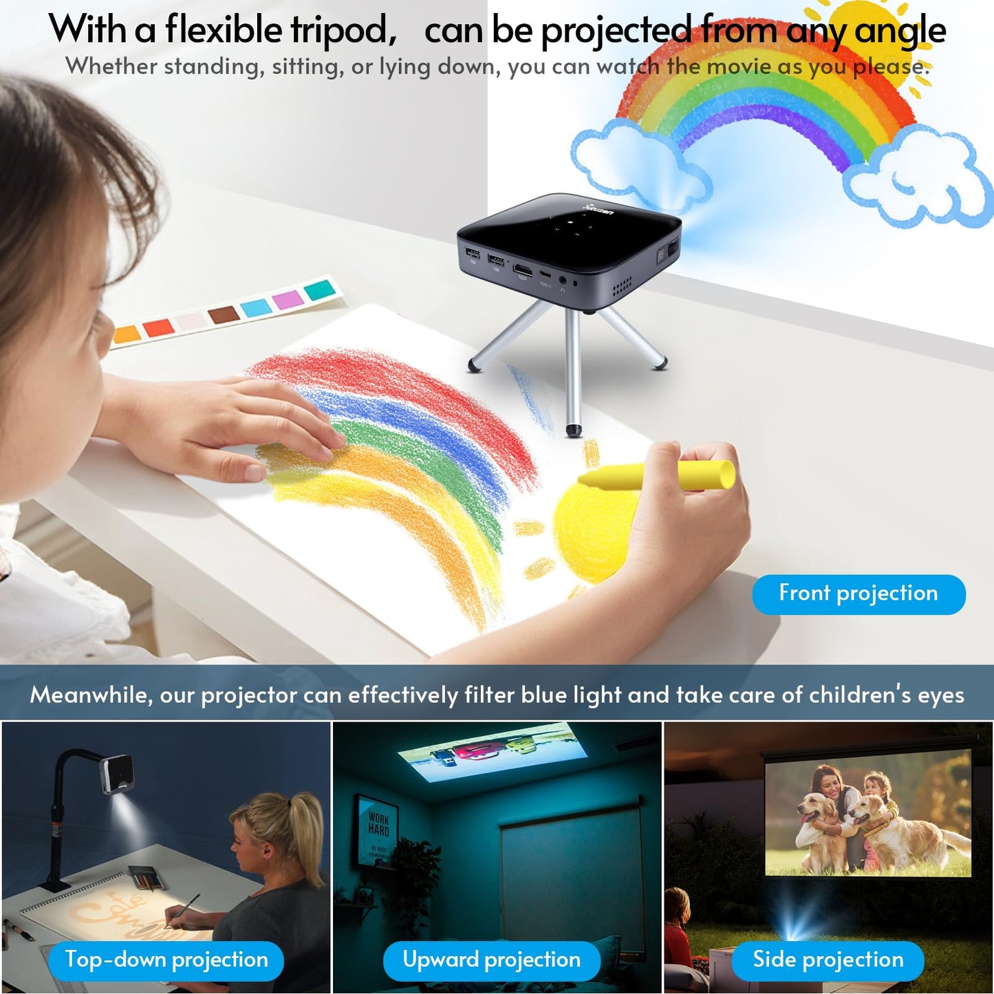 Futuzen O1 PRO Mini Projector – 4K, Built-in Battery & Speaker