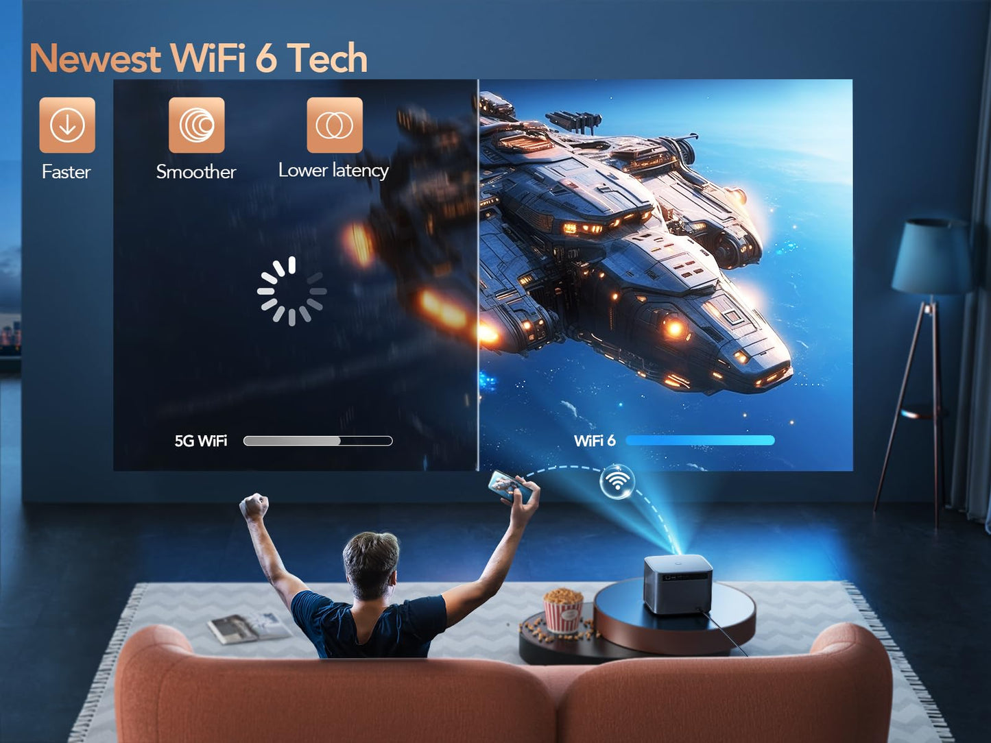 TOPTRO X7 Smart 4K Projector – Portable Home Cinema, Auto Focus, WiFi 6