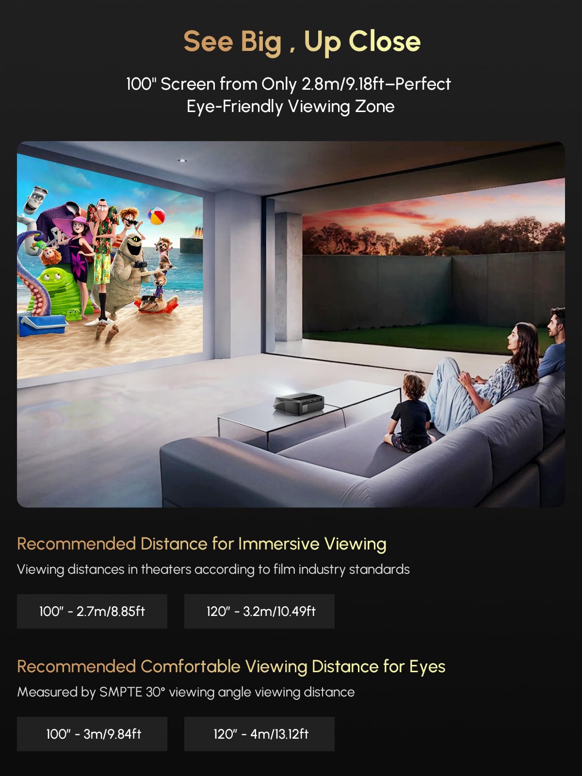 ZCGIOBN 4K Smart Projector | Google TV Certified, 1800ANSI Lumens, Dolby Audio, Auto Focus, WiFi6 & Bluetooth, HDMI ARC, NFC