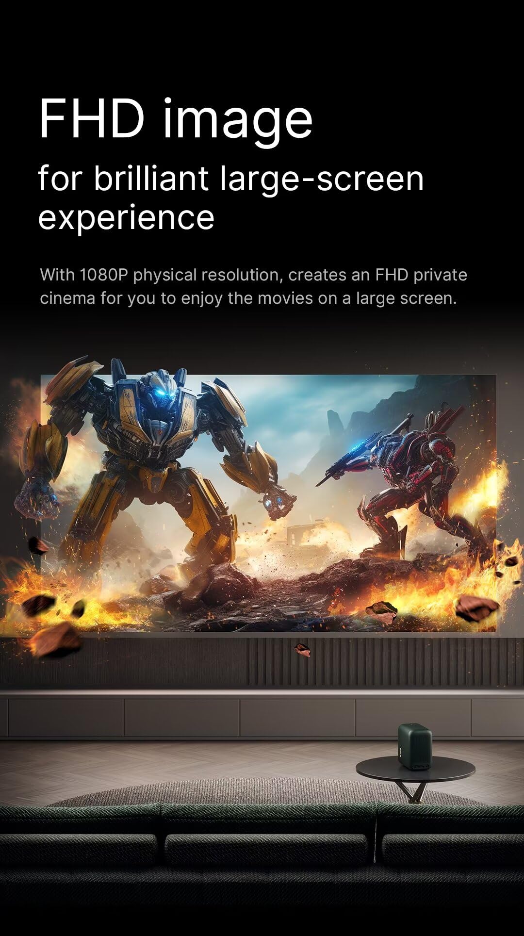 Xming Page One Mini Projector – 1080P, 4K Support, WiFi & Bluetooth