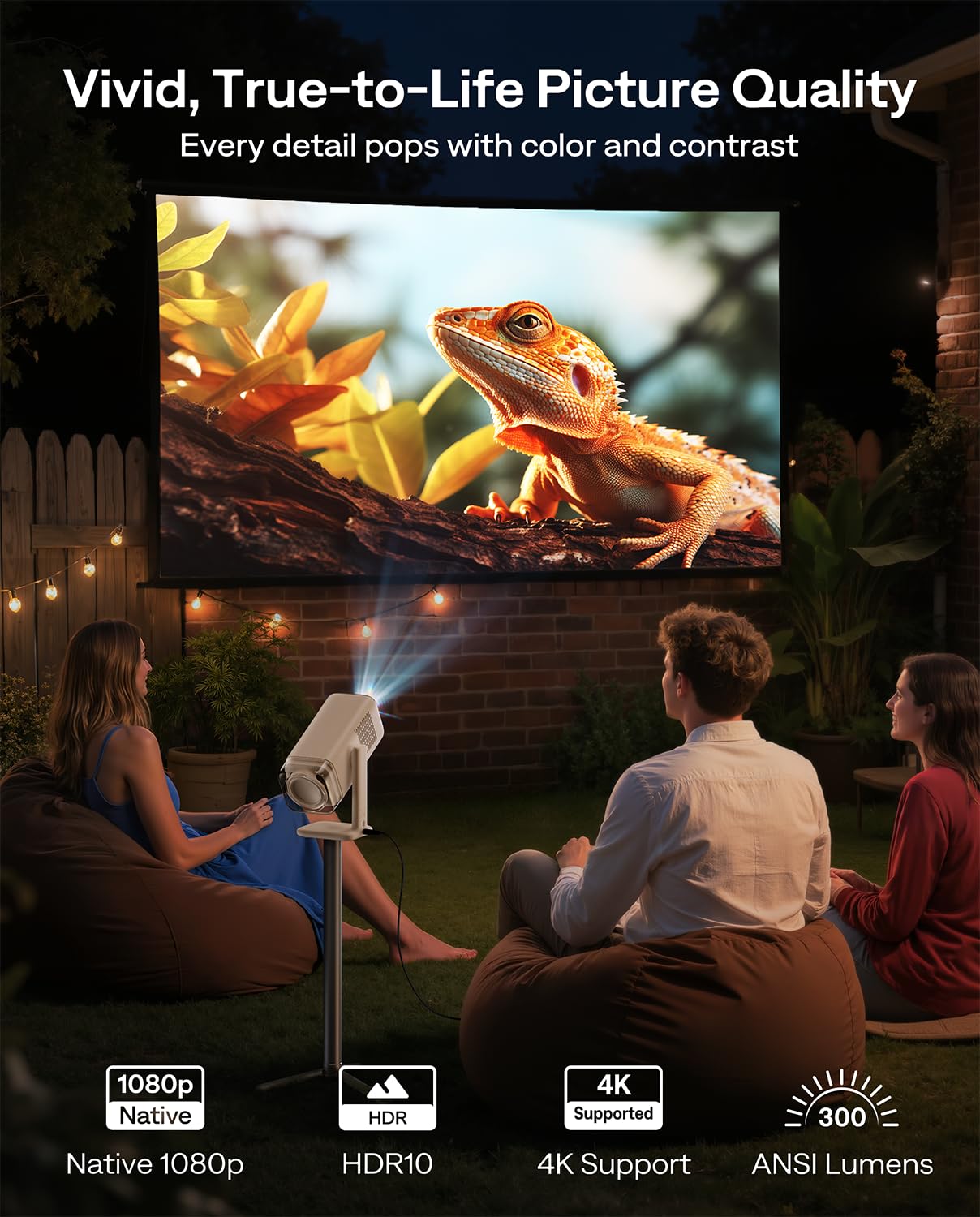 Aurzen BOOM Air 1080P Smart Projector – Portable Home & Outdoor Cinema