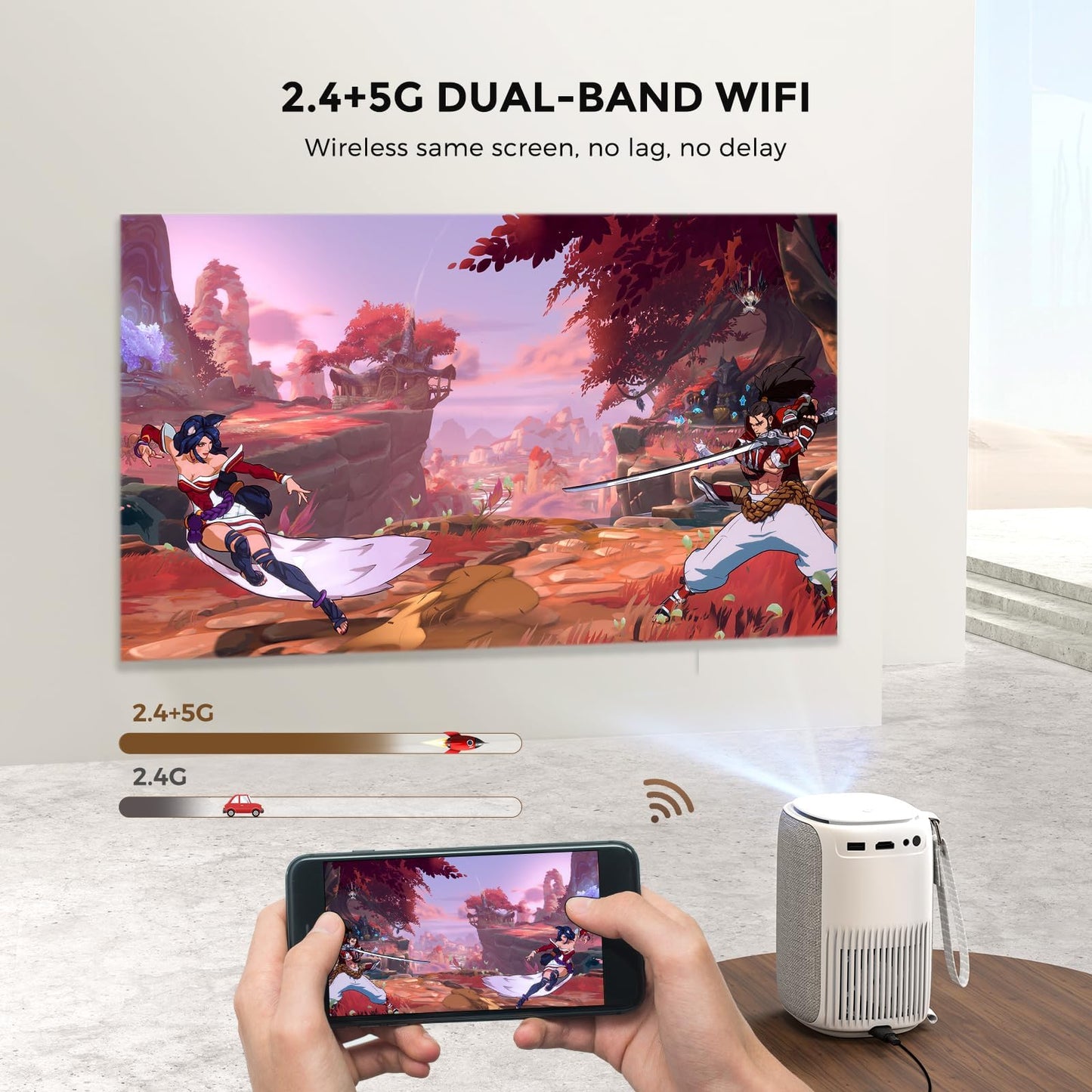 ONOAYO AY2Pro Mini Projector – 1080P, 550 ANSI, WiFi & Bluetooth