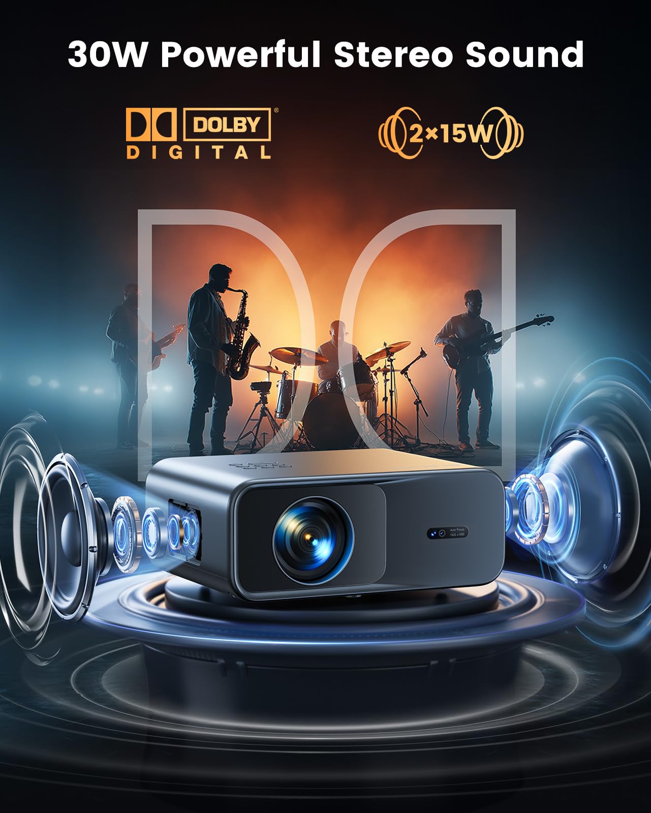 WiMiUS G1 4K Projector – Auto Focus, HDR10, Home & Outdoor Theater