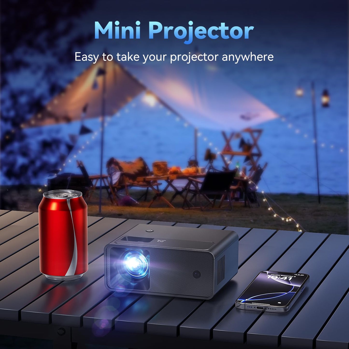 Einyoumily Portable Mini Projector – 15000 Lumens, Full HD 1080P Supported, Home Theater Projector up to 130", Compatible with iOS, Android, HDMI, USB, and TV Stick