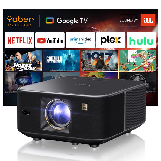 Yaber K3 Smart Projector | Google TV 11.0, 7000+ Apps, 1080P FHD, WiFi6, Bluetooth, Dolby Audio & JBL Sound