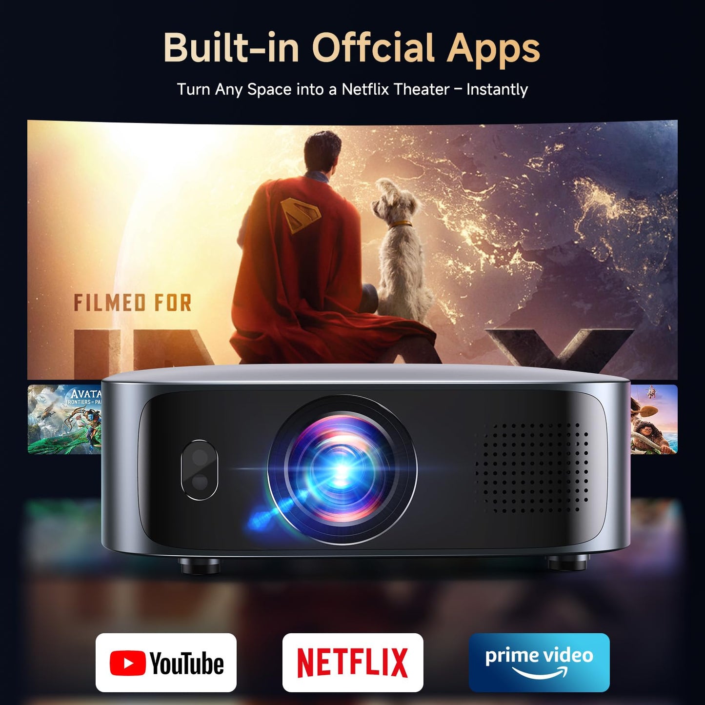 KOGATA 4K Short Throw Projector – Bedroom & Outdoor Movies, Dolby Audio