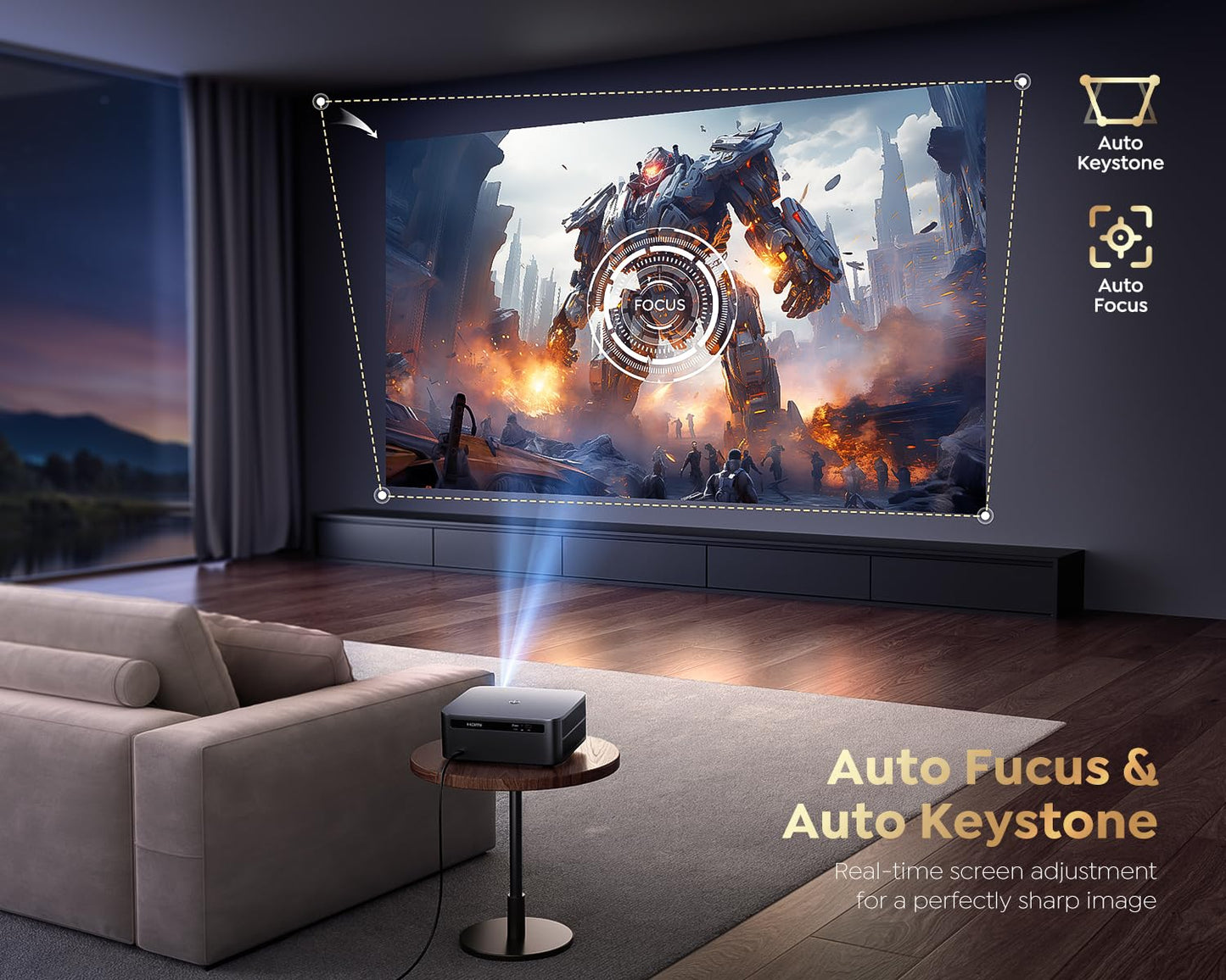 PUTRIMS K12 4K Smart Projector – 1300 ANSI, Auto Focus, WiFi6