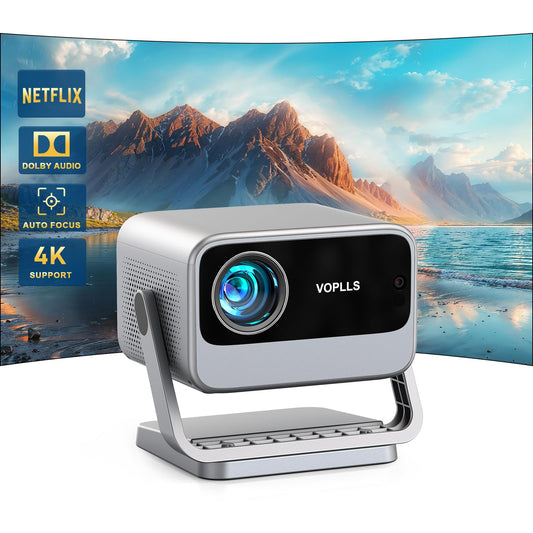 VOPLLS M10 4K Smart Projector – 1080P Native, HDR10, Auto Focus, WiFi & Bluetooth