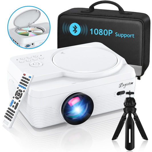 Dxyiitoo Full HD Projector – Portable Home Theater, Bluetooth, DVD Included