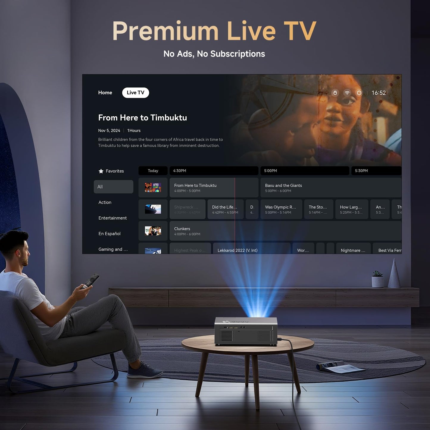 KOGATA GC357 4K Smart Projector – Native 1080P, Netflix & HDR10, AI Auto-Focus, 6D Keystone, WiFi 6 & Bluetooth 5.3, Indoor & Outdoor Home Cinema