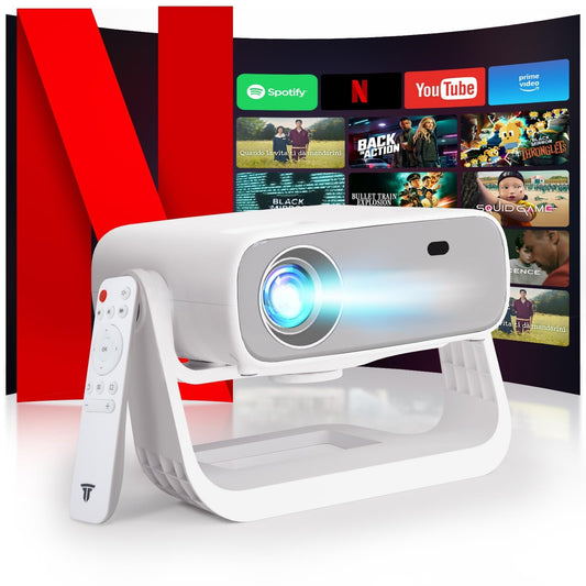 Wielio 2025 Smart Projector | Android 11, 1080P Native, 4K Supported, 680 ANSI Lumens, WiFi 6, Bluetooth 5.2, Low Noise