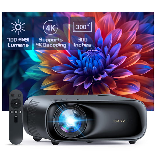 NexiGo PJ40 Gen 3 Projector | Native 1080P, 4K Supported, WiFi & Bluetooth, 20W Speakers, D65 Calibrated, Home & Outdoor Cinema