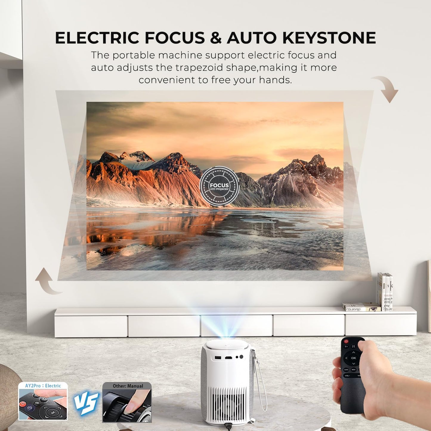 ONOAYO AY2Pro Mini Projector – 1080P, 550 ANSI, WiFi & Bluetooth