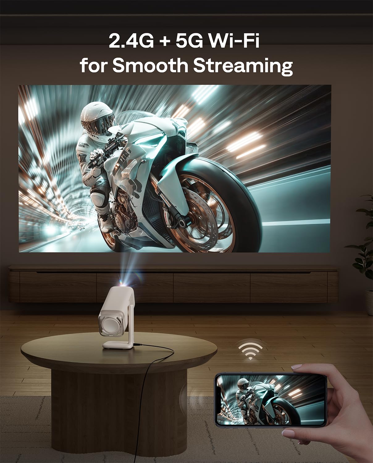 Aurzen BOOM Air 1080P Smart Projector – Portable Home & Outdoor Cinema