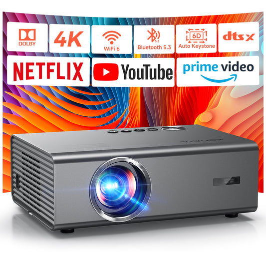 KOGATA GC357 4K Smart Projector – Native 1080P, Netflix & HDR10, AI Auto-Focus, 6D Keystone, WiFi 6 & Bluetooth 5.3, Indoor & Outdoor Home Cinema