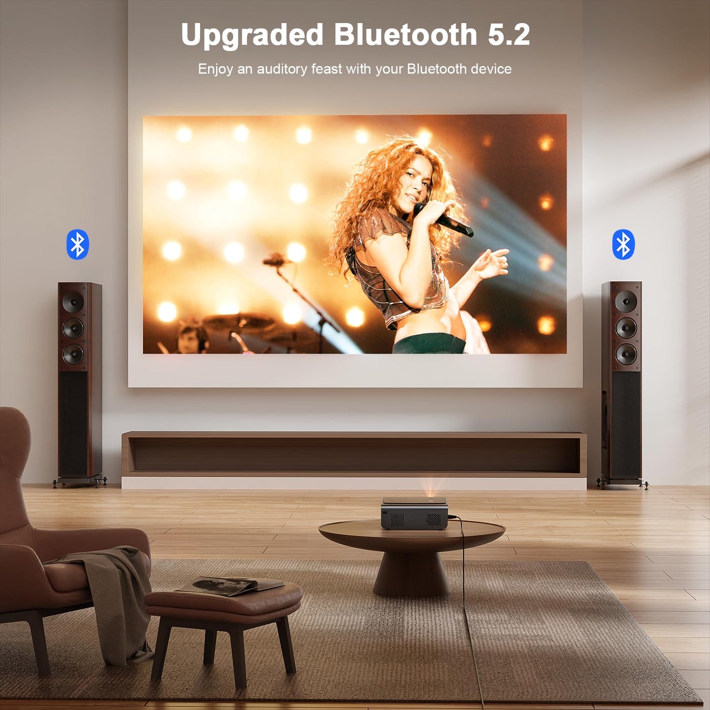 VOPLLS 1080P Full HD Projector – Auto Focus, WiFi & Bluetooth, Indoor & Outdoor