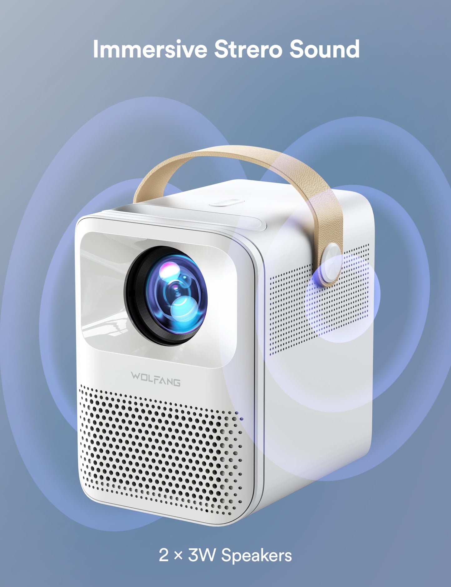 WOLFANG WP01 4K Portable Projector – 1080P, WiFi 5G & Bluetooth, Home Theater