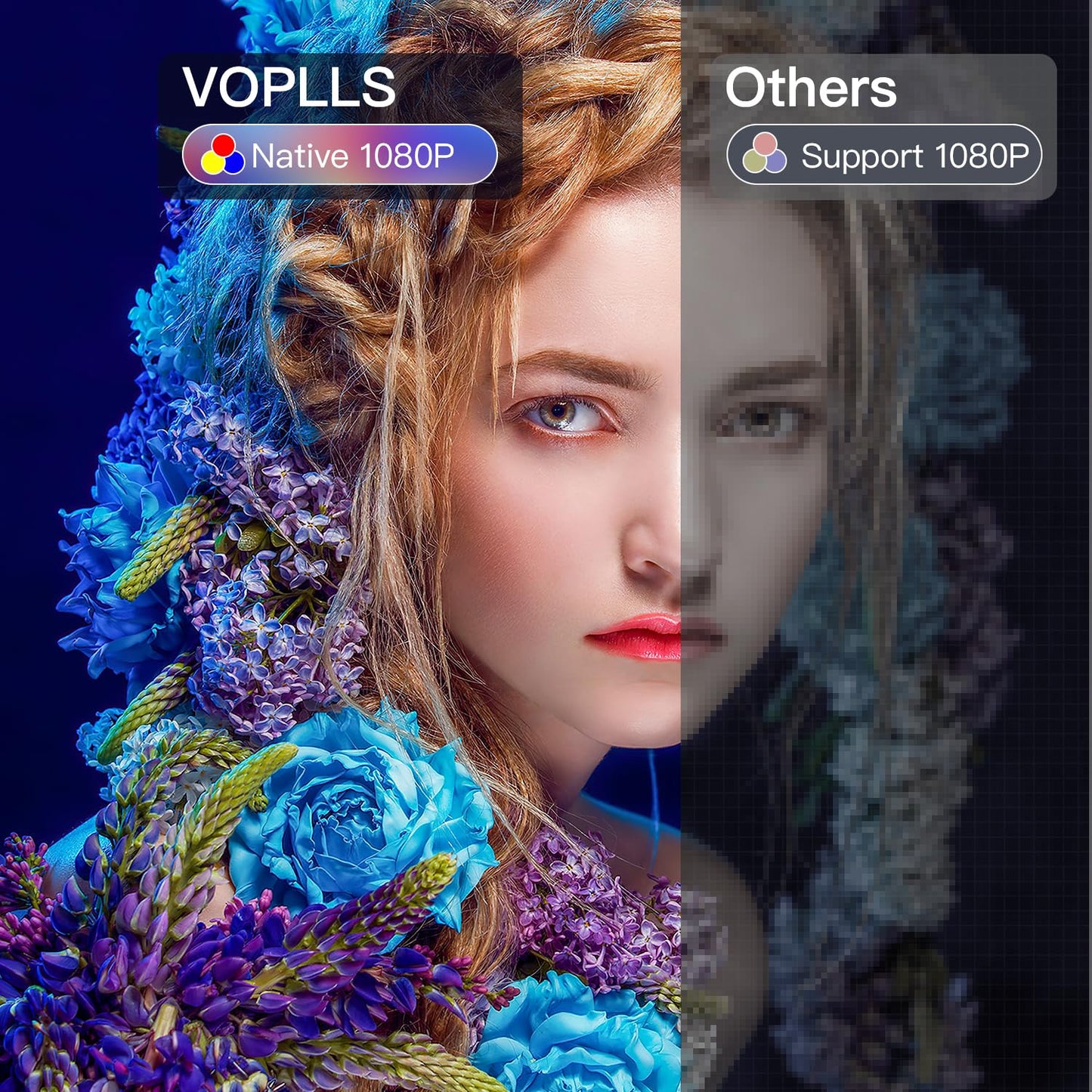 VOPLLS 4K Native 1080P Projector – iOS, Android, TV Stick & PPT Compatible