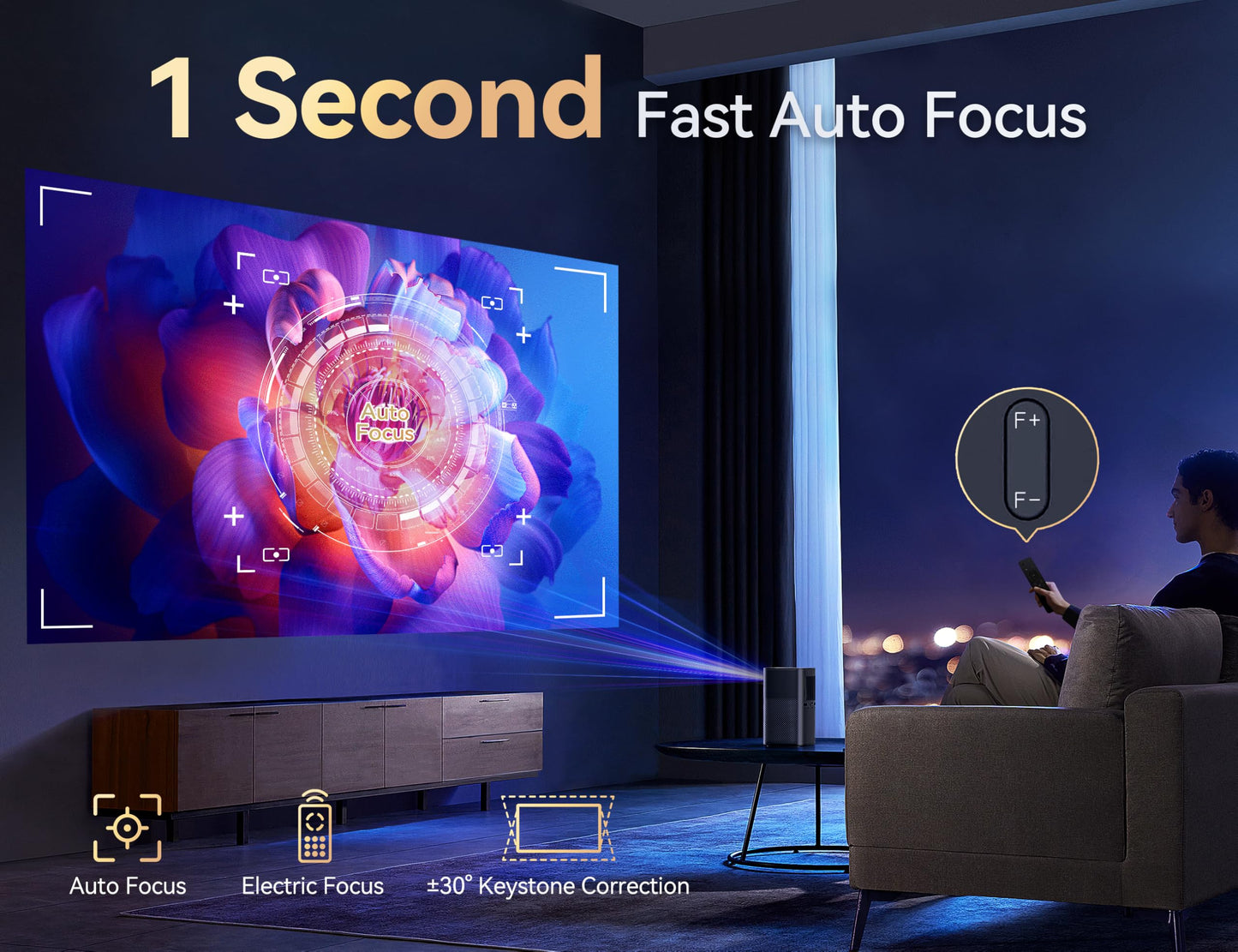Osoeri 4K Smart Projector – Indoor & Outdoor Cinema, Auto Focus, Bluetooth