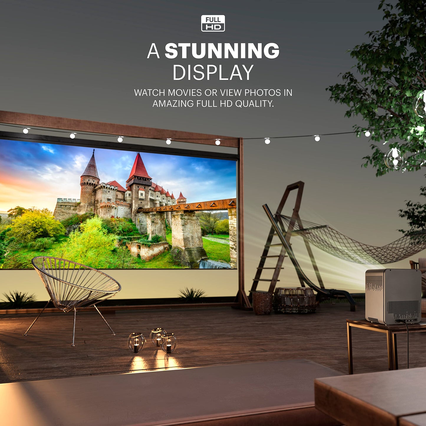 KODAK FLIK HD10 Smart Projector | 1080P Full HD Android TV, Google Assistant, Bluetooth & Dual Speakers