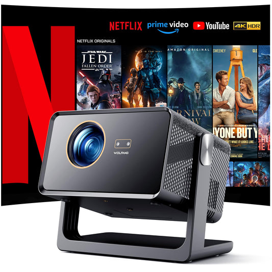 WOLFANG 4K Mini Projector – Outdoor & Home Cinema, Auto Focus, Netflix Official