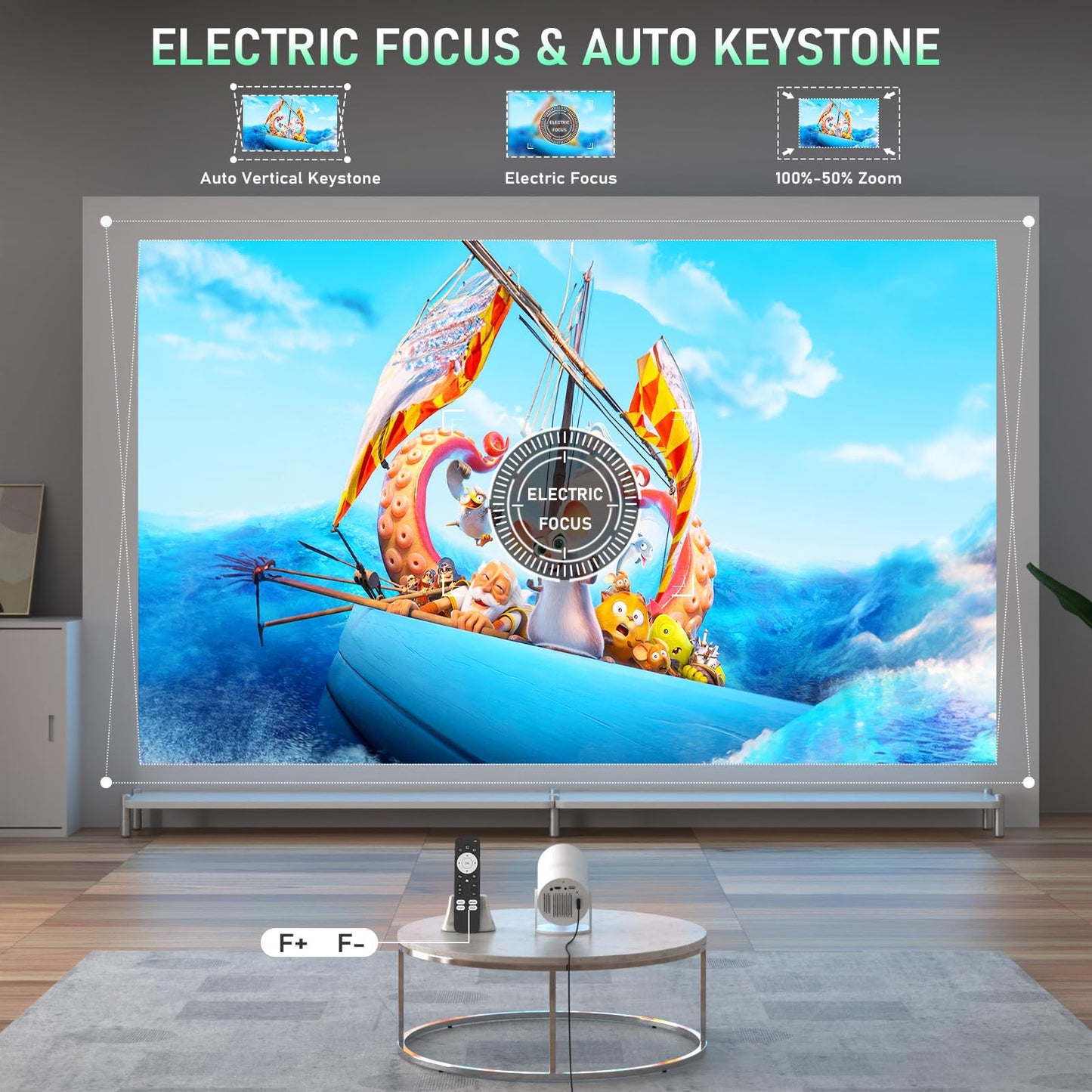 XuanPad Mini Projector | Auto Keystone, 210° Rotatable Stand, Dustproof & Cooling, Portable